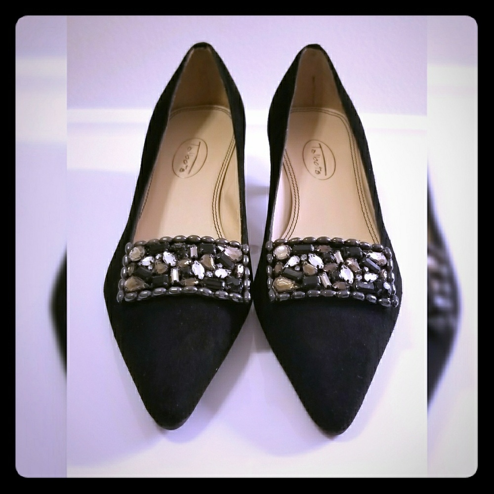Talbot Jeweled Black Pumps